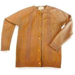 DB David Barr Vintage Cardigan Sweater Size S Brown Cottagecore Grandmacore